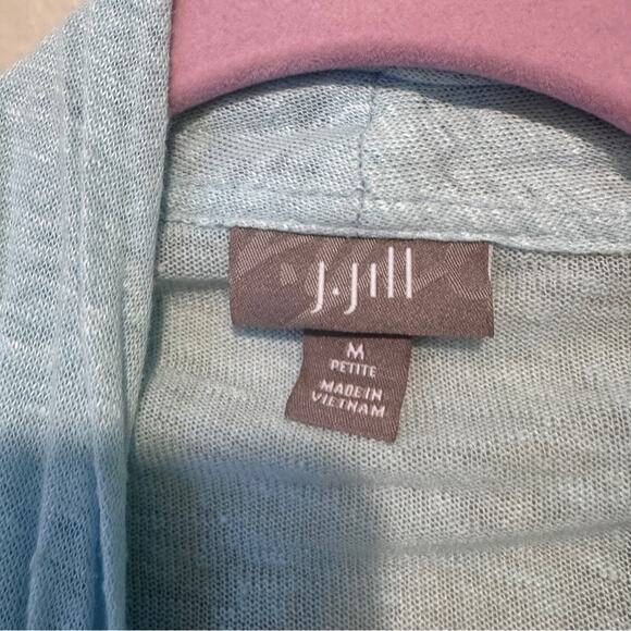 J Jill Teal Linen Open Front Cardigan Sweater Womens M Beachy Casual Staple - Picture 2 of 9